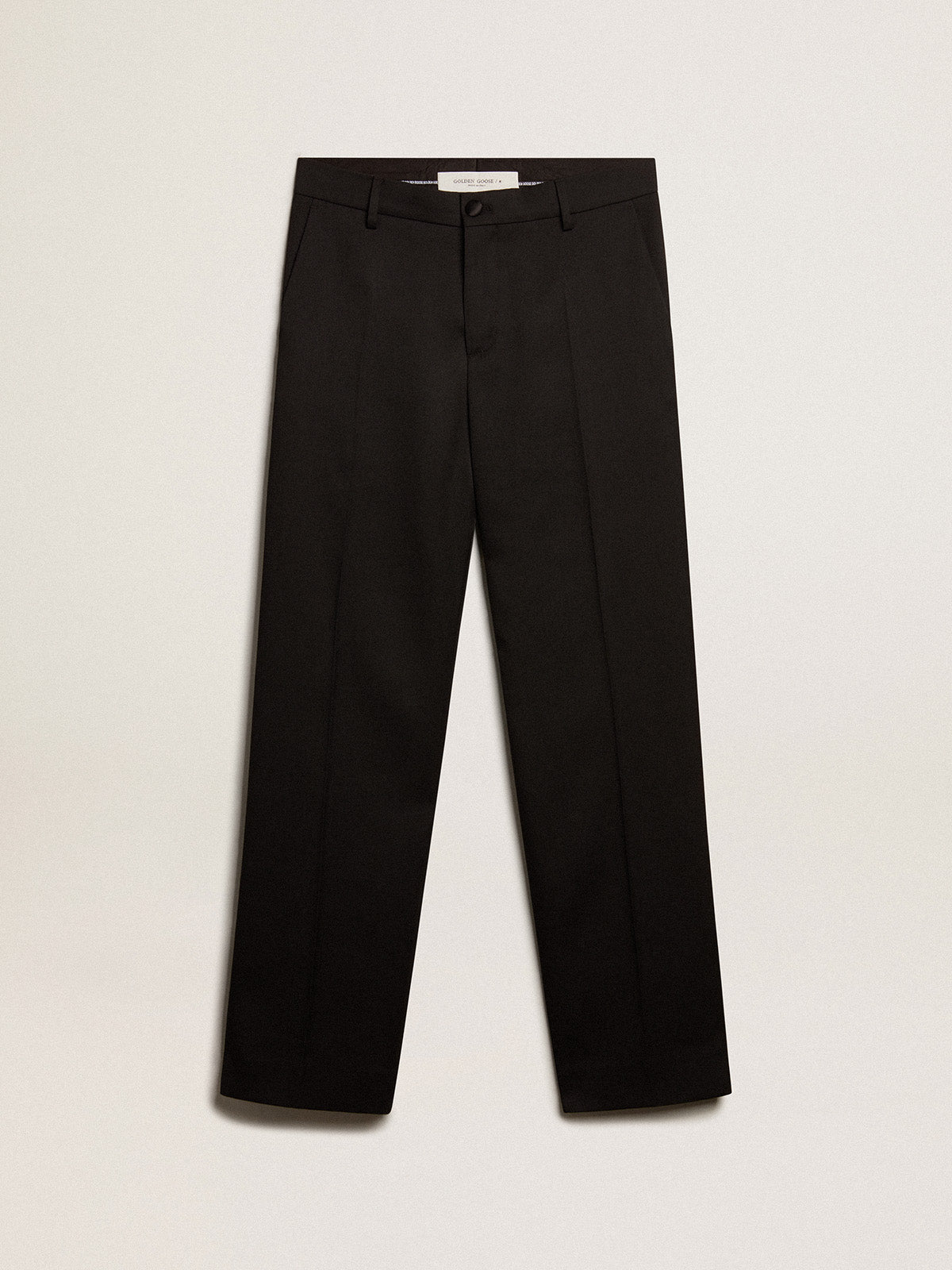 Men's tuxedo pants in black wool gabardine| Golden Goose