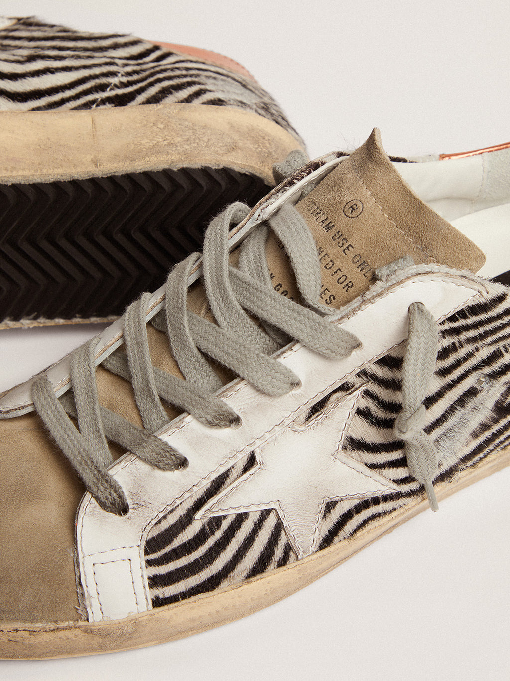 Women's Super-Star LTD in zebra print pony skin with white star| Golden Goose