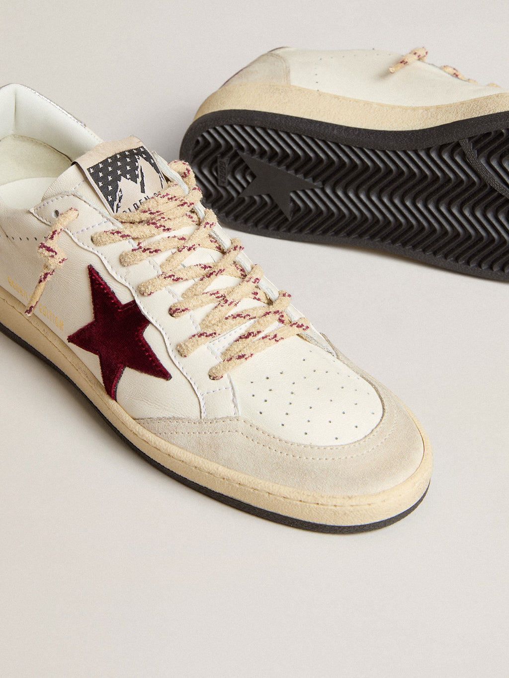 Men's Ball Star Mountain LTD in leather with burgundy velvet star| Golden Goose