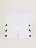 Men's vintage white bermuda shorts with contrasting black stars| Golden Goose