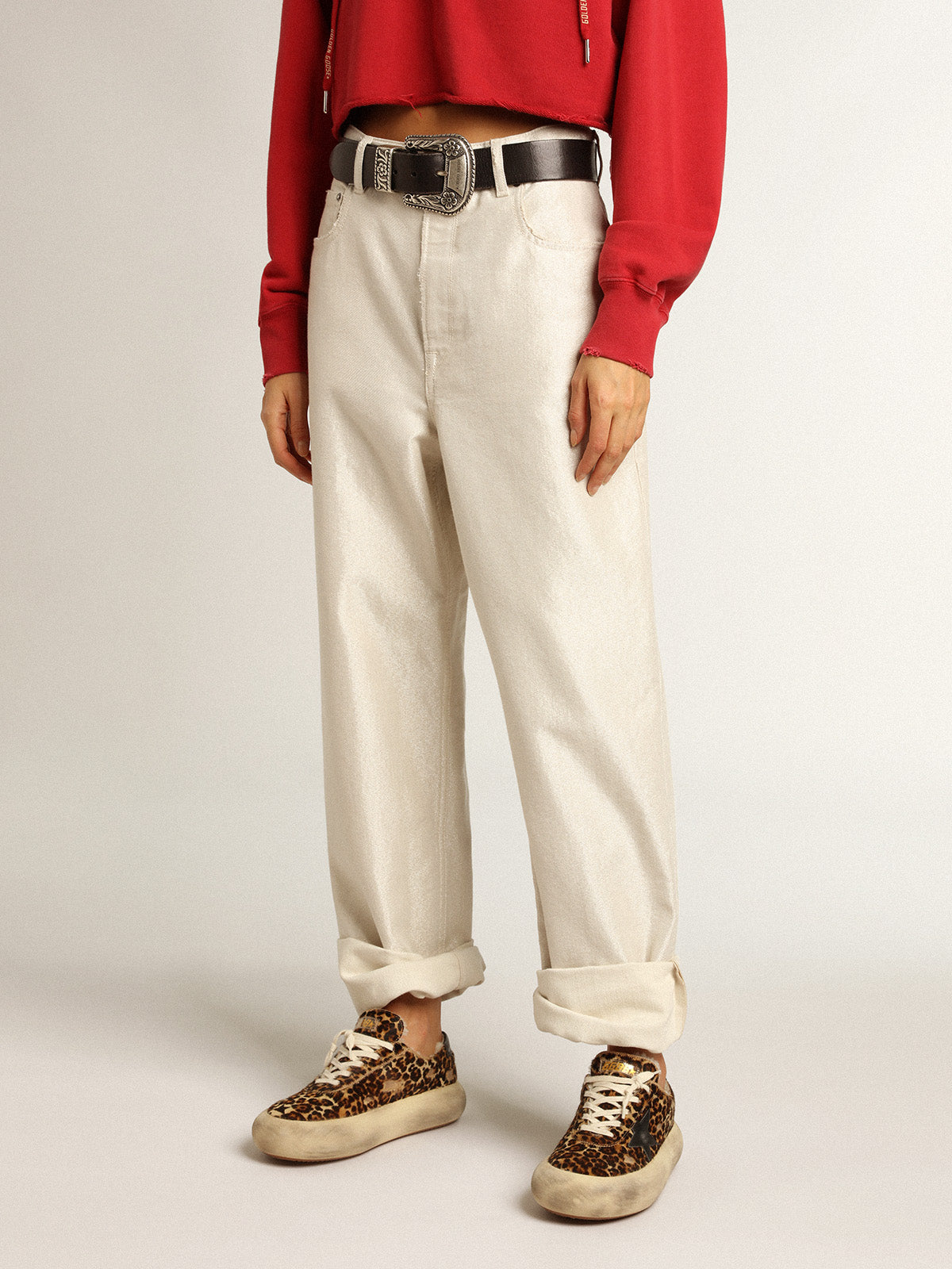 Golden white denim pants| Golden Goose
