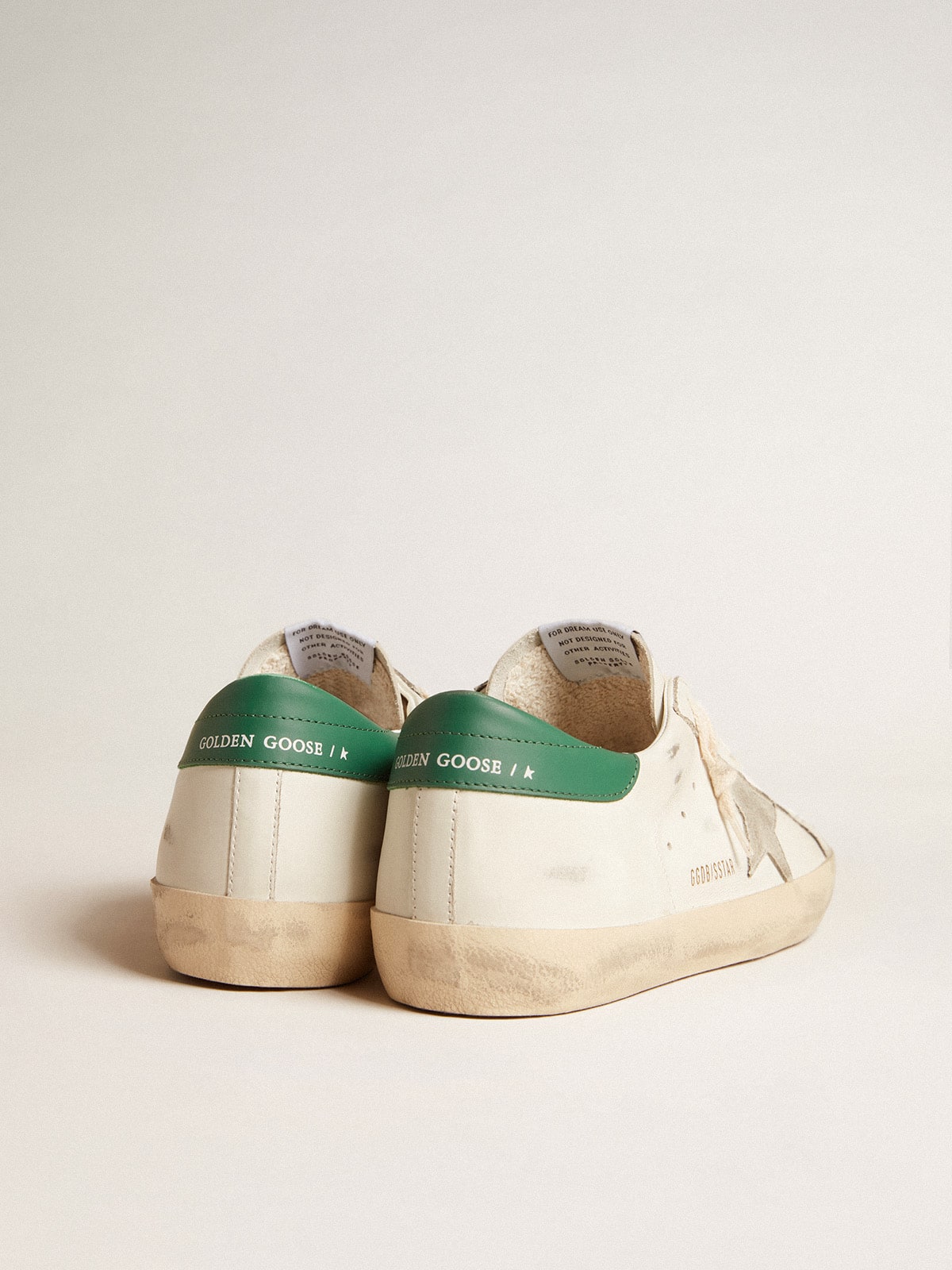 Men's Super-Star with ice-gray suede star and green leather heel tab| Golden Goose