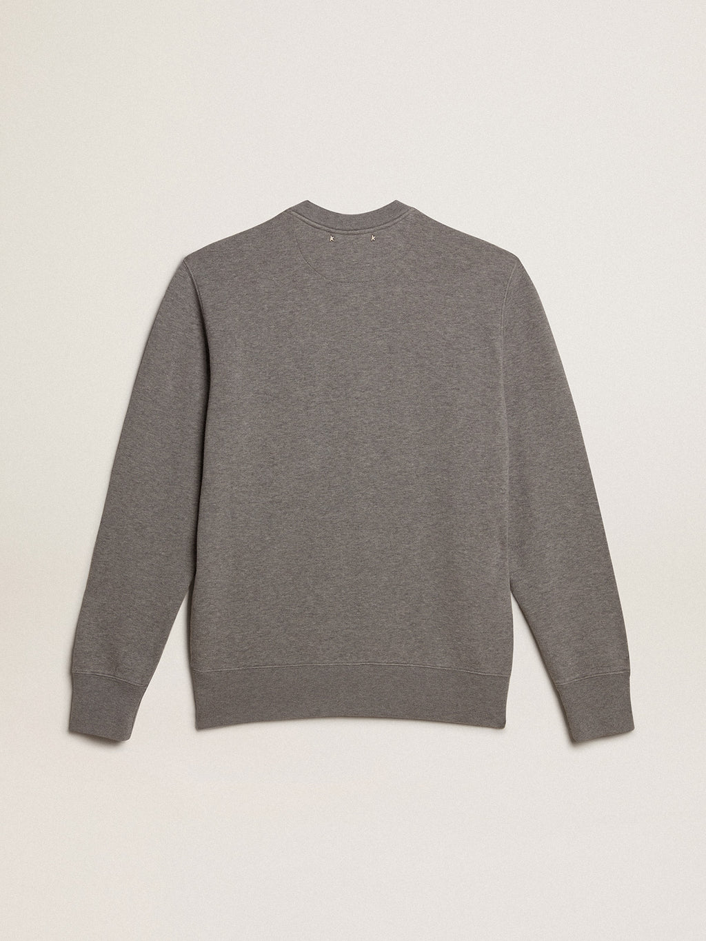 Gray melange cotton sweatshirt with embroidered lettering| Golden Goose