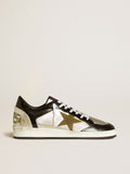 Men's Ball Star LAB in silver leather with brown leather star and black heel tab| Golden Goose