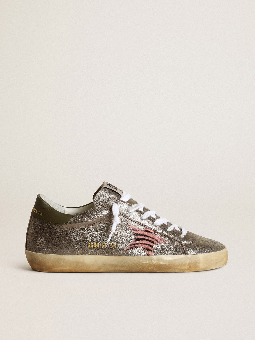 Super-Star LTD in gray laminated suede with a pony skin star| Golden Goose