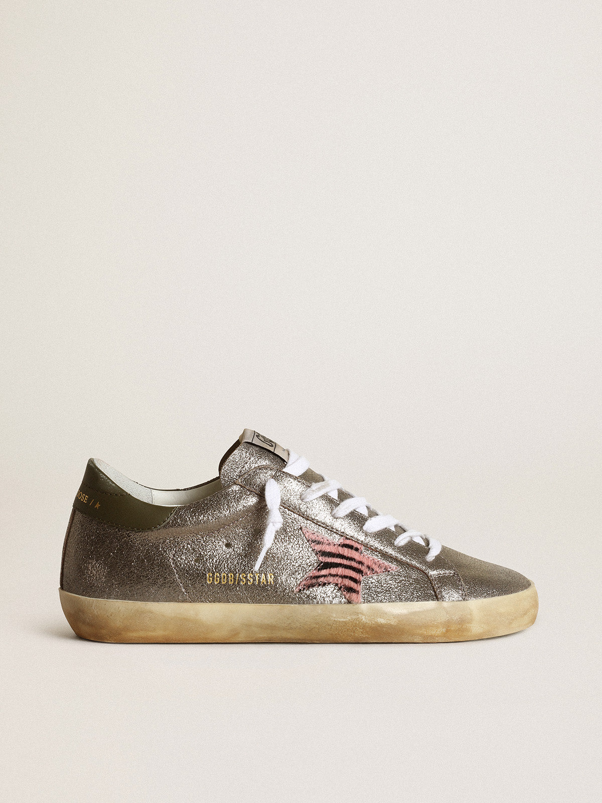 Super-Star LTD in gray laminated suede with a pony skin star| Golden Goose