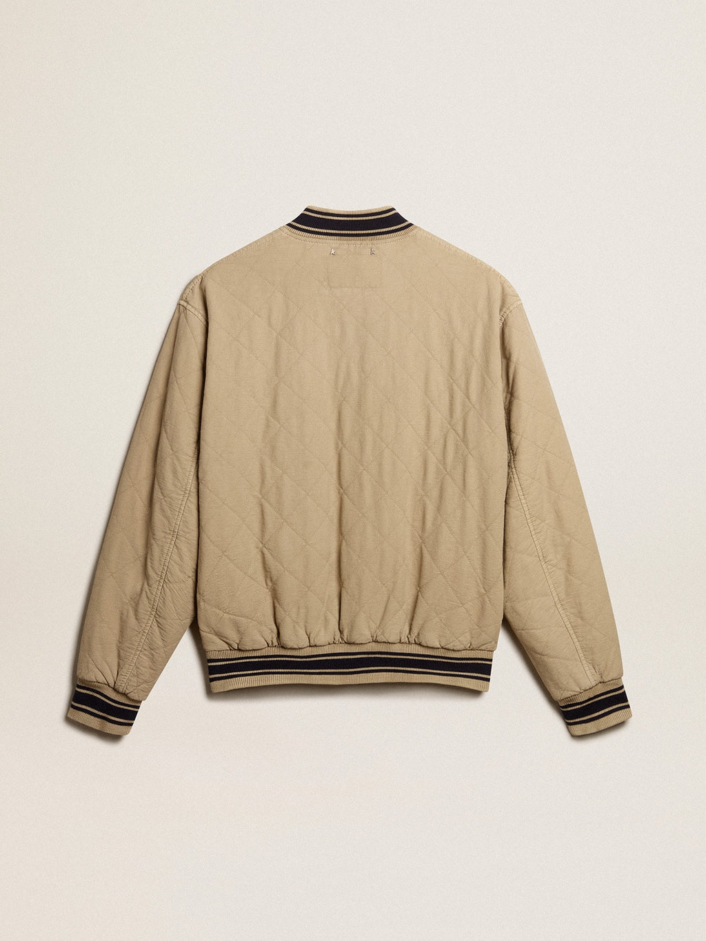 Khaki-colored quilted cotton bomber jacket| Golden Goose