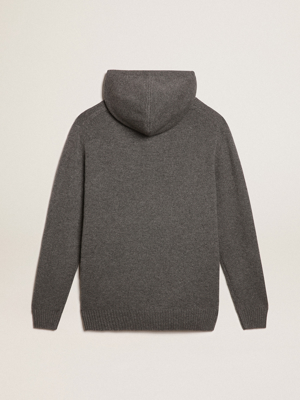 Men's gray melange cashmere blend sweatshirt with hood| Golden Goose