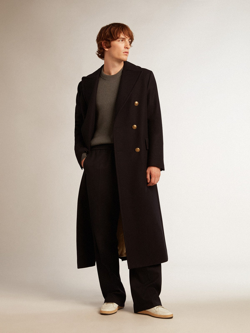 Men's joggers in dark blue wool| Golden Goose