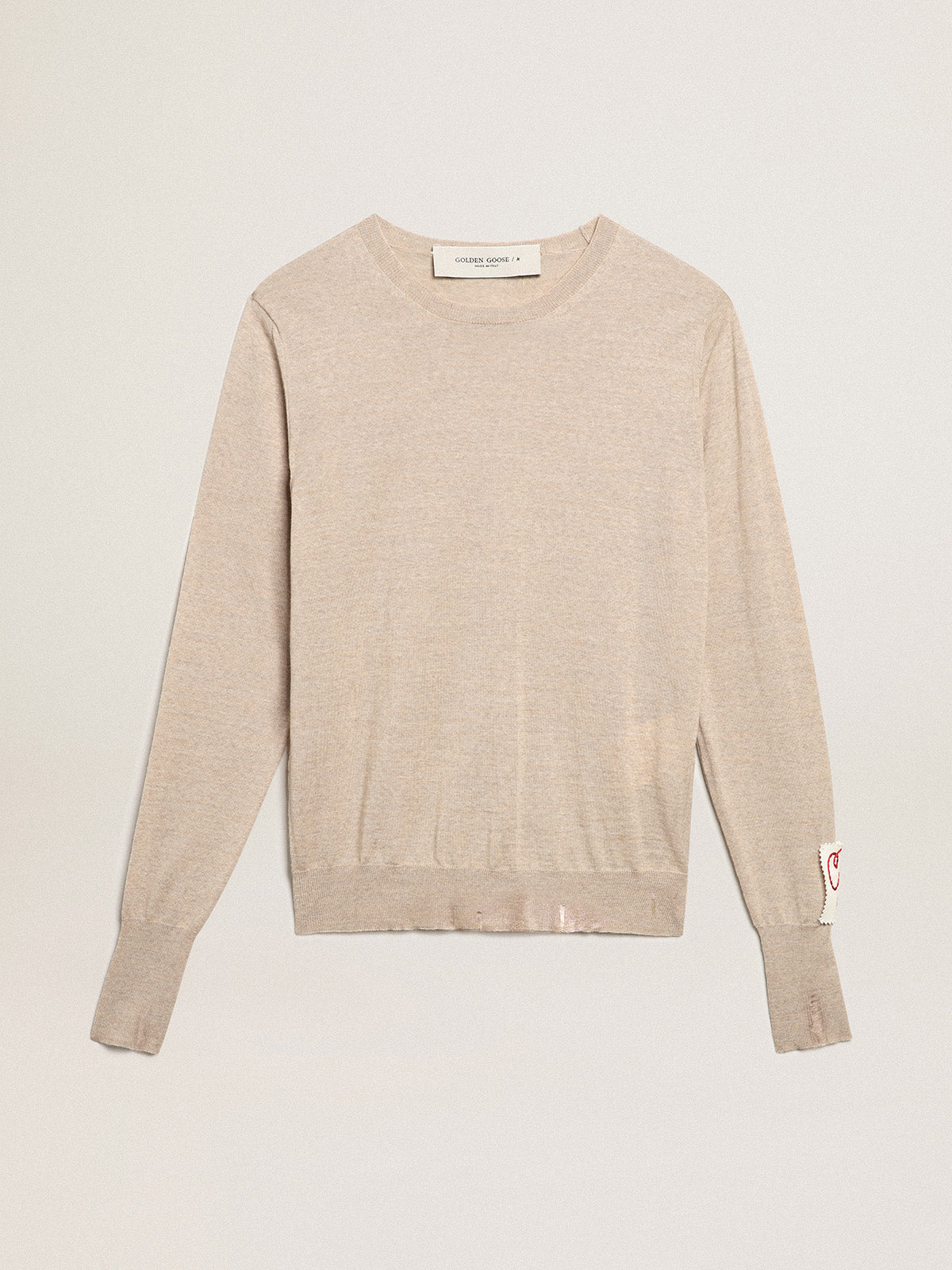Women's sweater in light brown merino wool| Golden Goose