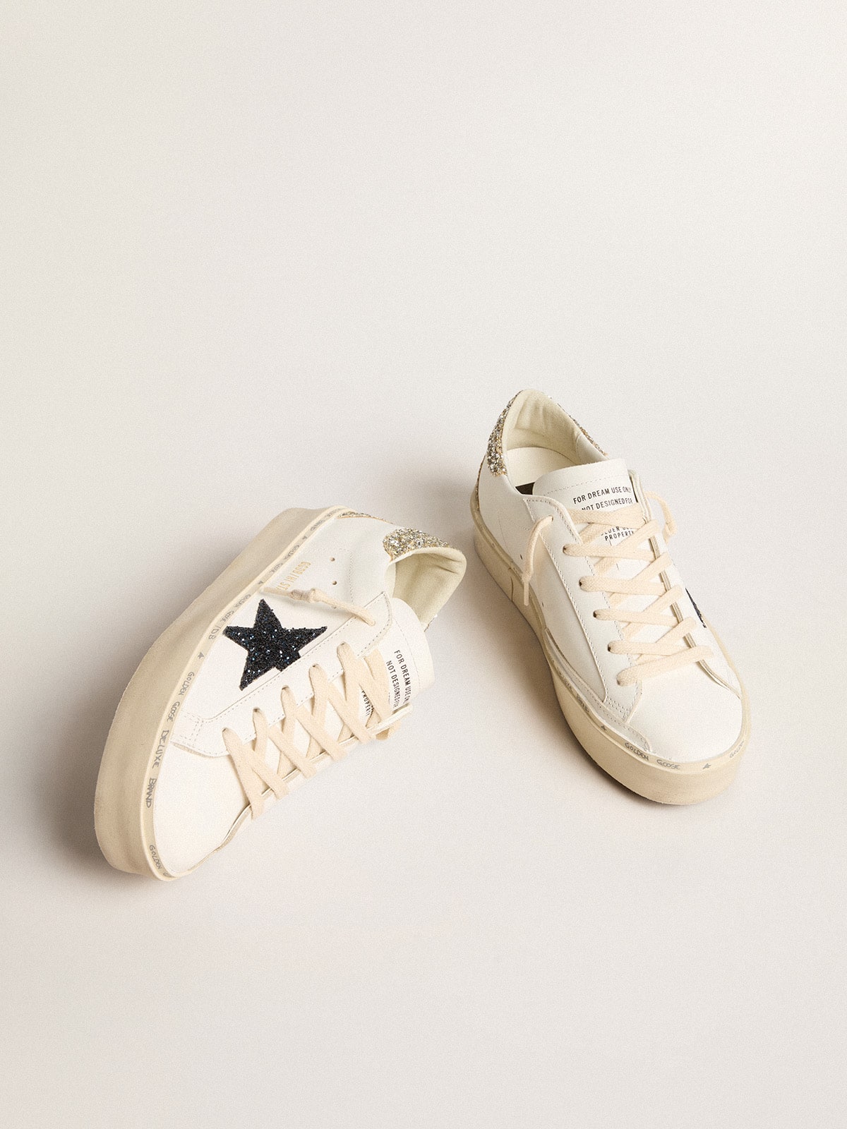Women's Hi Star with blue glitter star and platinum glitter heel tab| Golden Goose