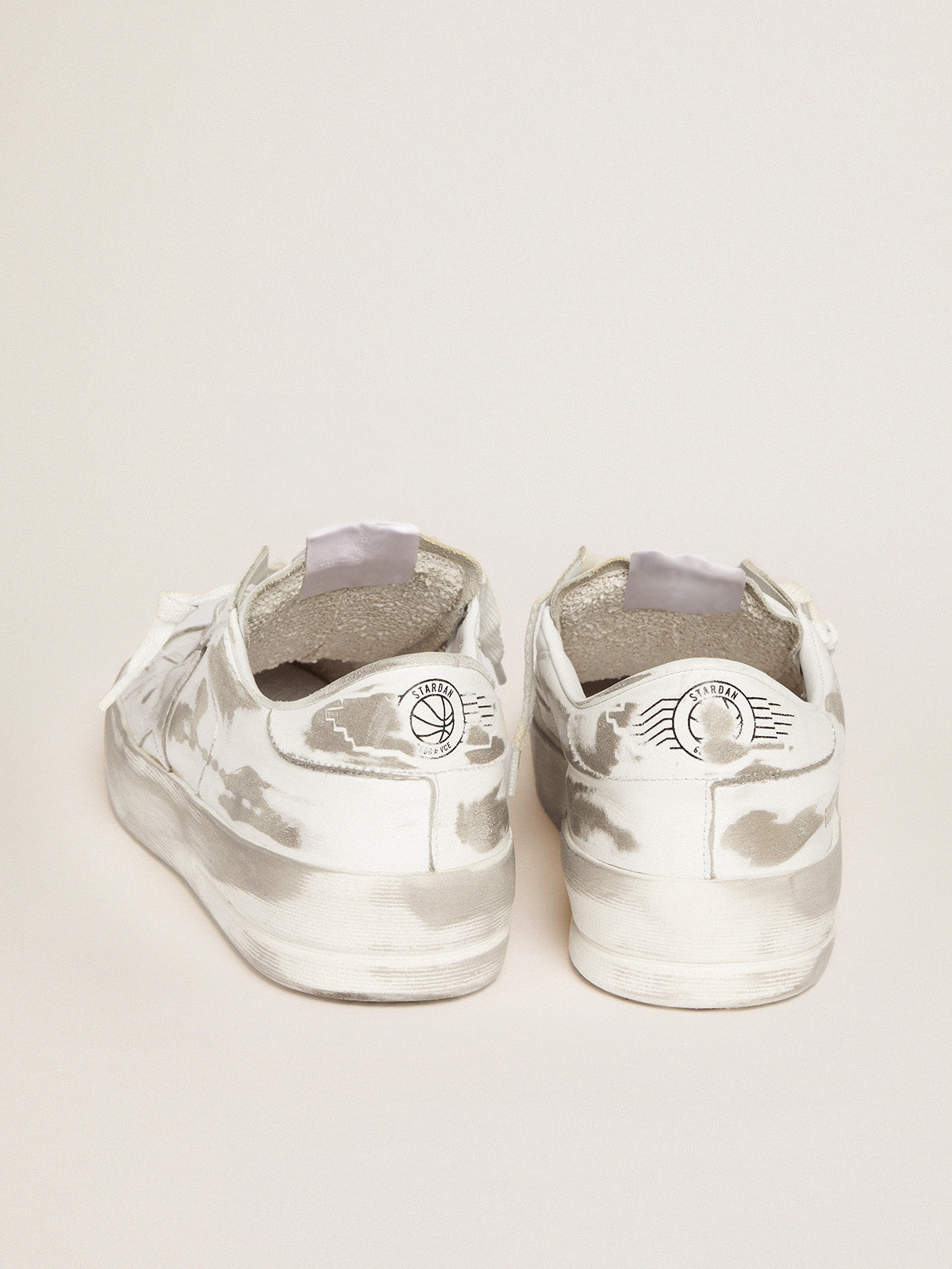 Stardan sneakers in white leather with lived-in treatment| Golden Goose