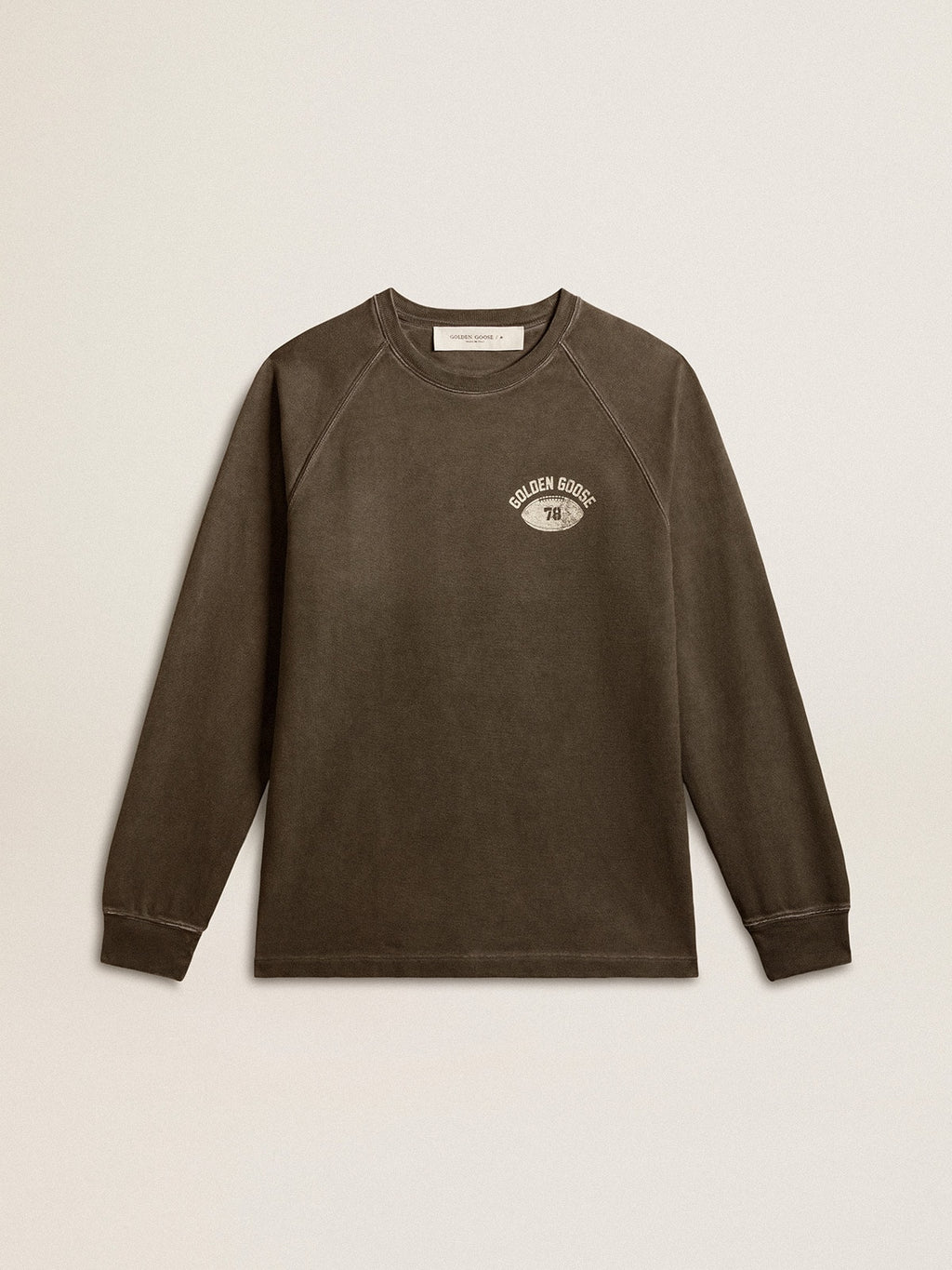 Men's crew-neck T-shirt in anthracite gray cotton with logo on the back