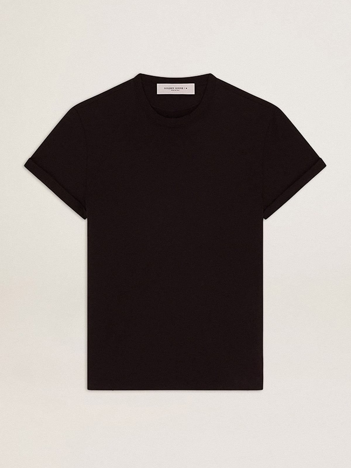 Women's slim-fit distressed T-shirt in black| Golden Goose