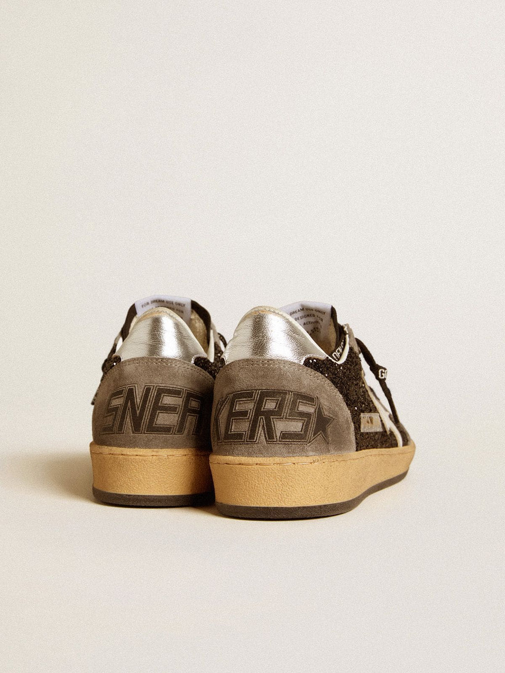 Women's Ball Star in glitter with leather star and metallic leather heel tab| Golden Goose