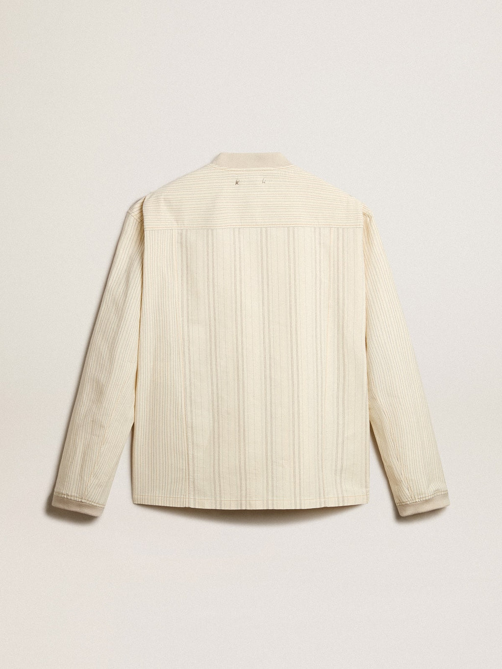 Ecru-colored cotton jacket with zip fastening