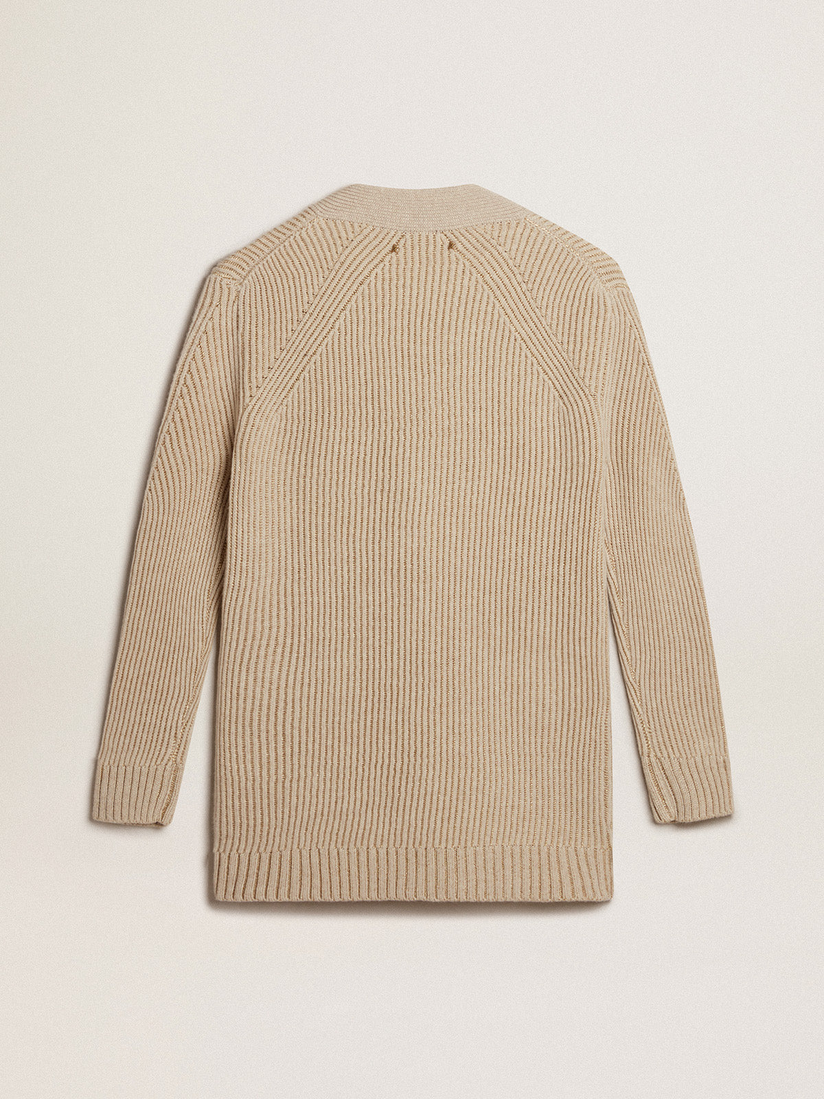 Wool blend cardigan with fisherman's rib knit| Golden Goose