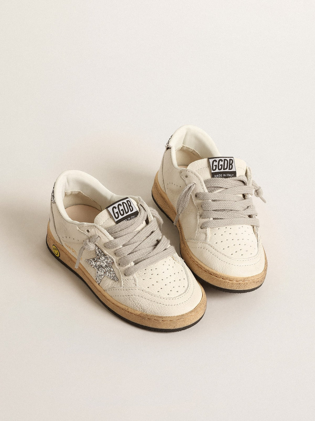 Ball Star Young in nappa with silver glitter star and heel tab| Golden Goose