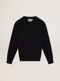 Black Archibald Star Collection sweatshirt with tone-on-tone star on the front| Golden Goose
