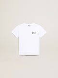 White T-shirt with contrasting black logo and star| Golden Goose