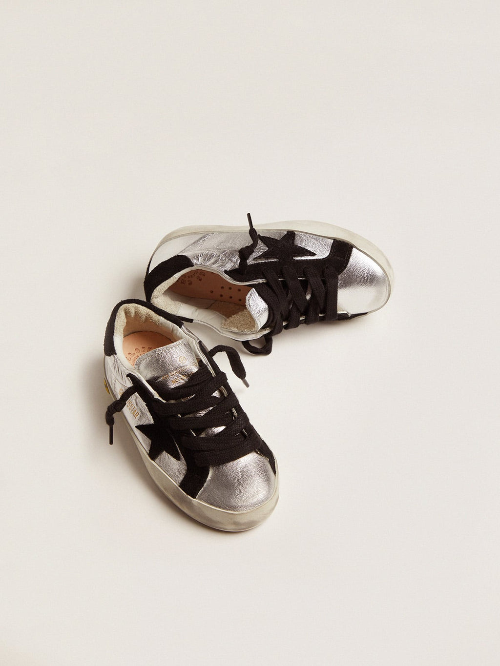 Super-Star sneakers in silver leather with suede inserts| Golden Goose