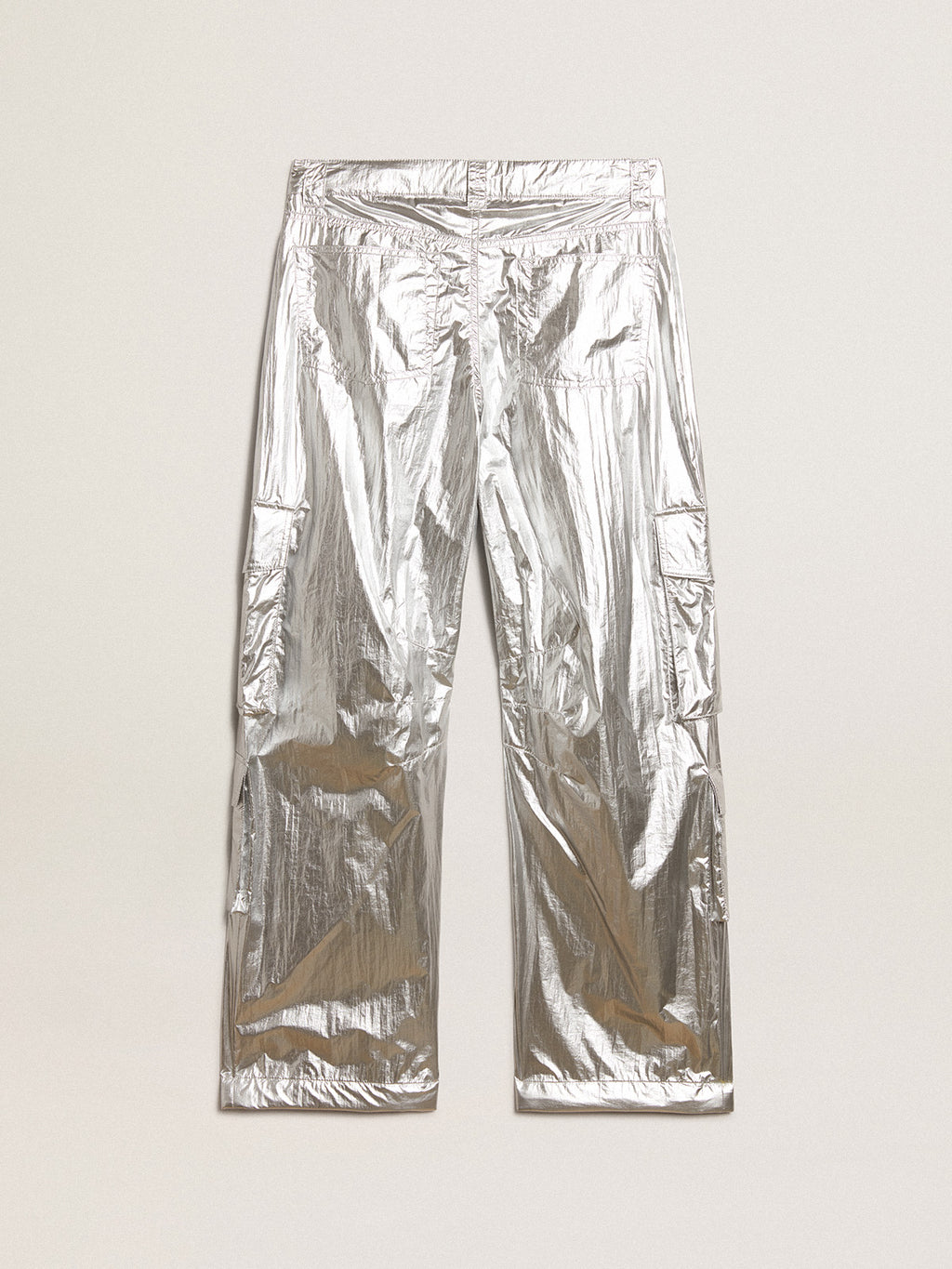 Women's cargo pants in silver technical fabric| Golden Goose