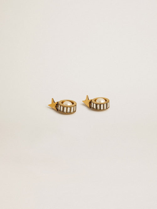 Earrings with gold star and pearl| Golden Goose