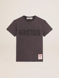 Distressed slim-fit T-shirt in anthracite gray| Golden Goose