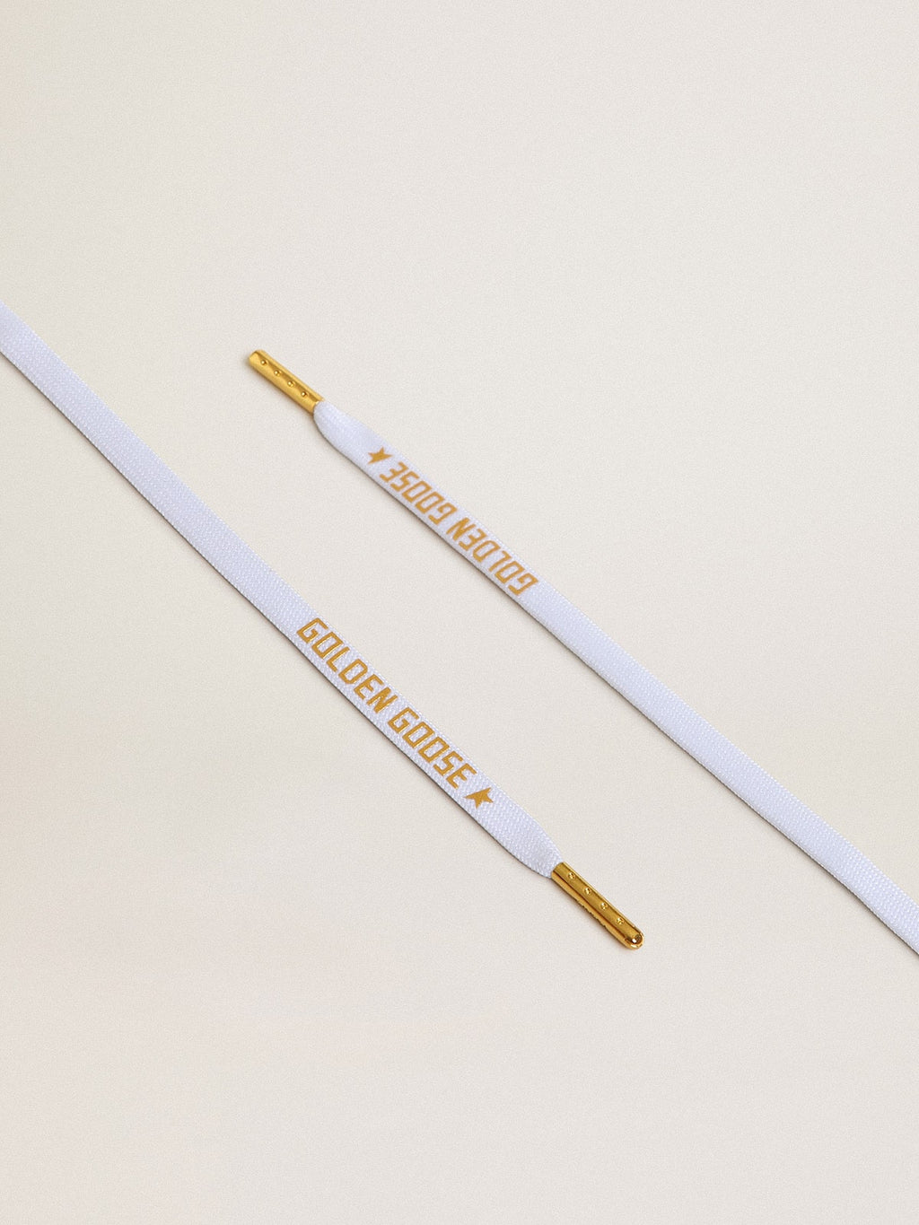 White cotton laces with contrasting gold logo| Golden Goose