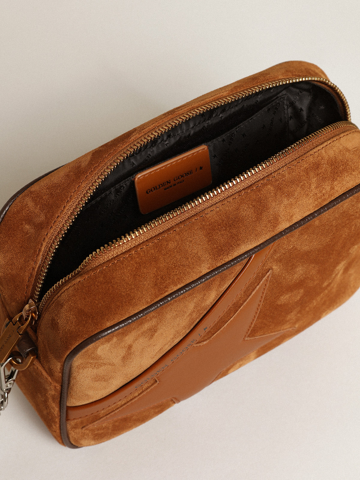 Star Bag in tobacco-colored suede with tone-on-tone leather star| Golden Goose