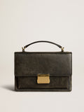 Venezia Bag in black distressed leather with gold details| Golden Goose