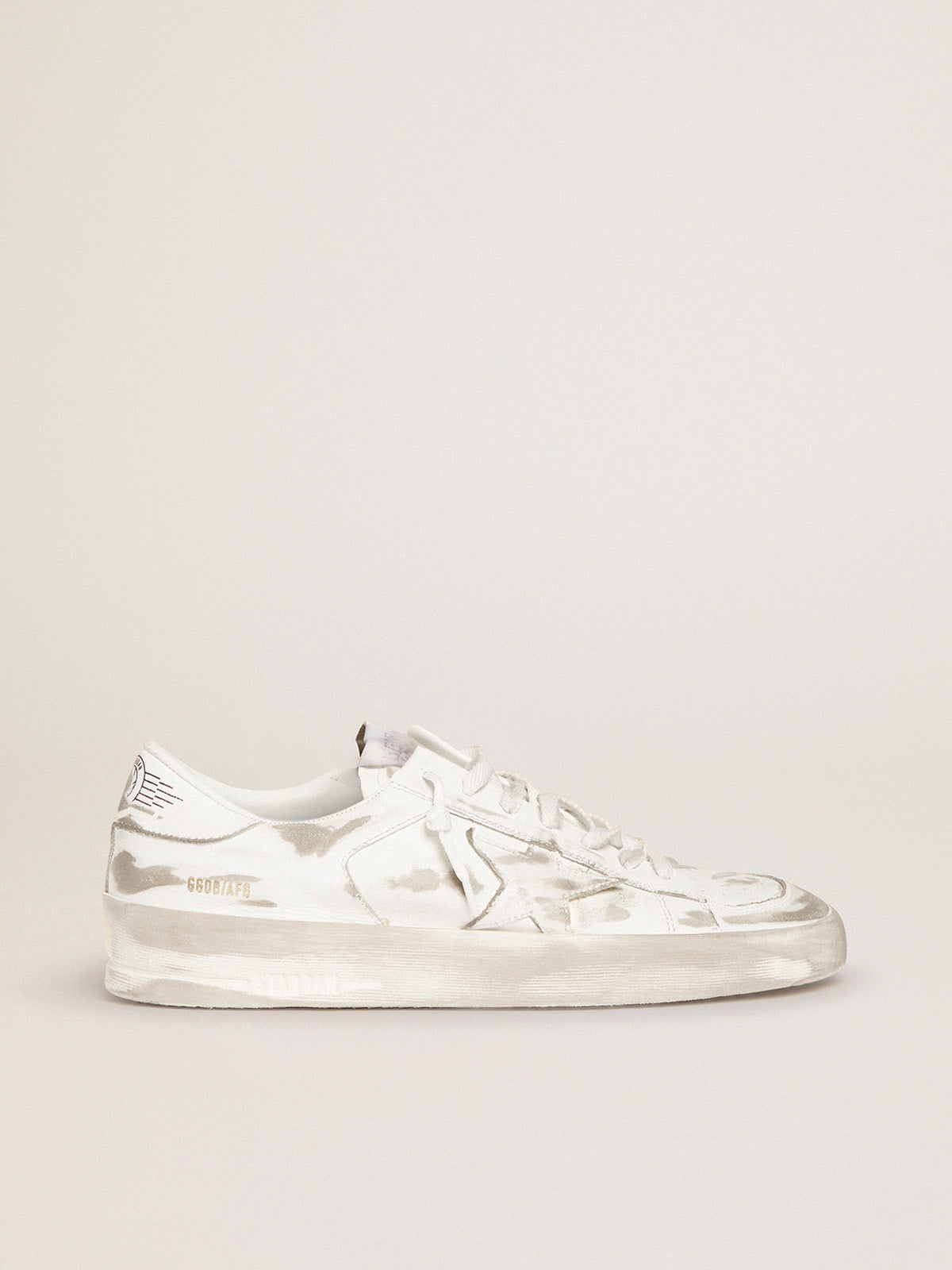 Stardan sneakers in white leather with lived-in treatment| Golden Goose