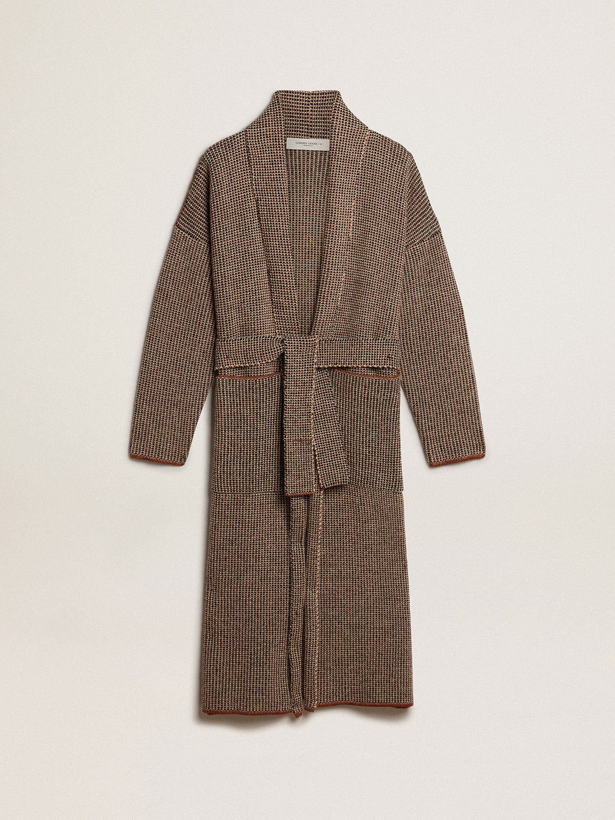 Long brown cardigan with belt| Golden Goose