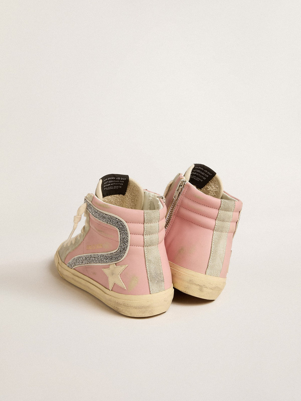 Pink Slide LTD with leather star and Swarovski crystal flash| Golden Goose