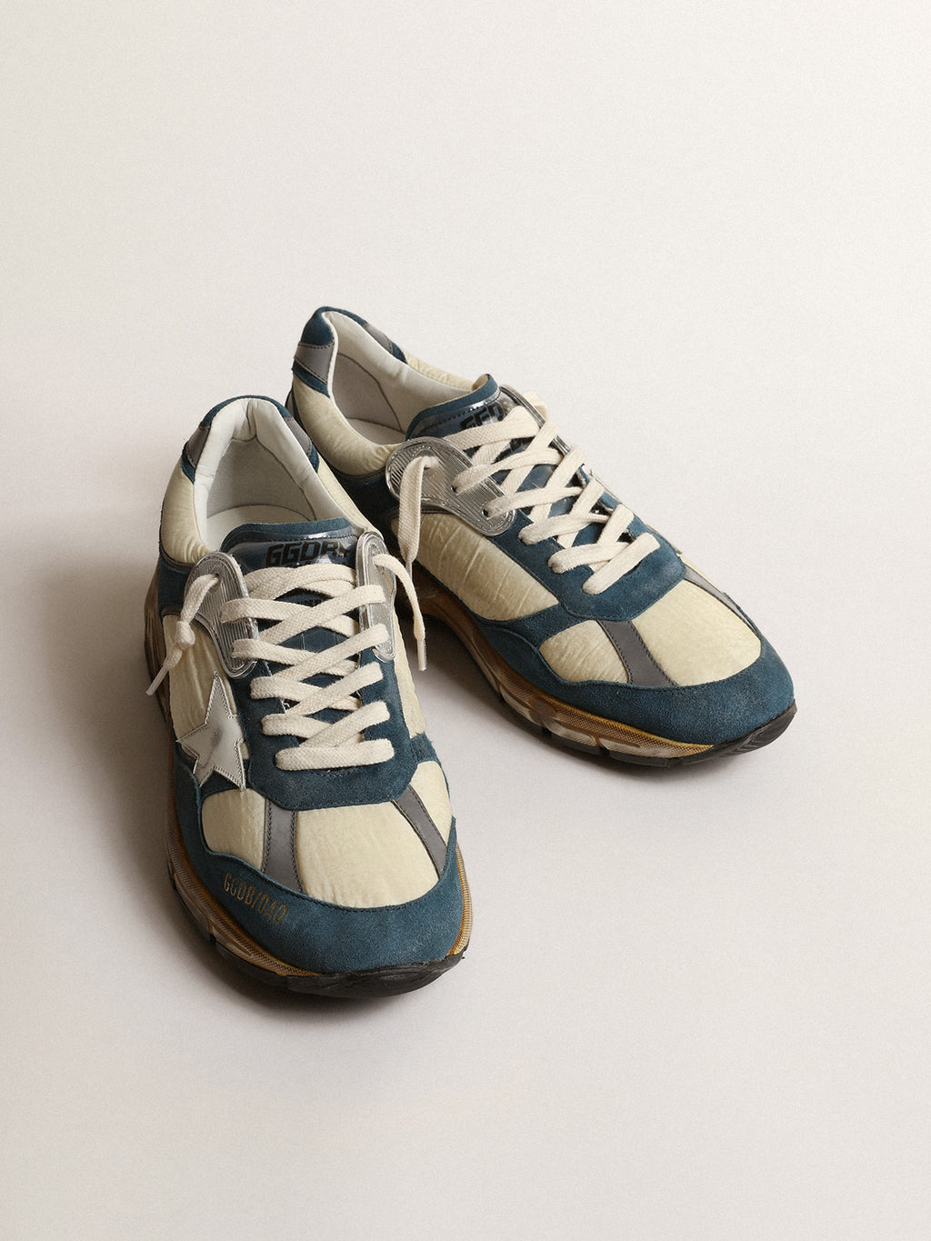 Men's Dad-Star in petrol-blue suede with white leather star| Golden Goose