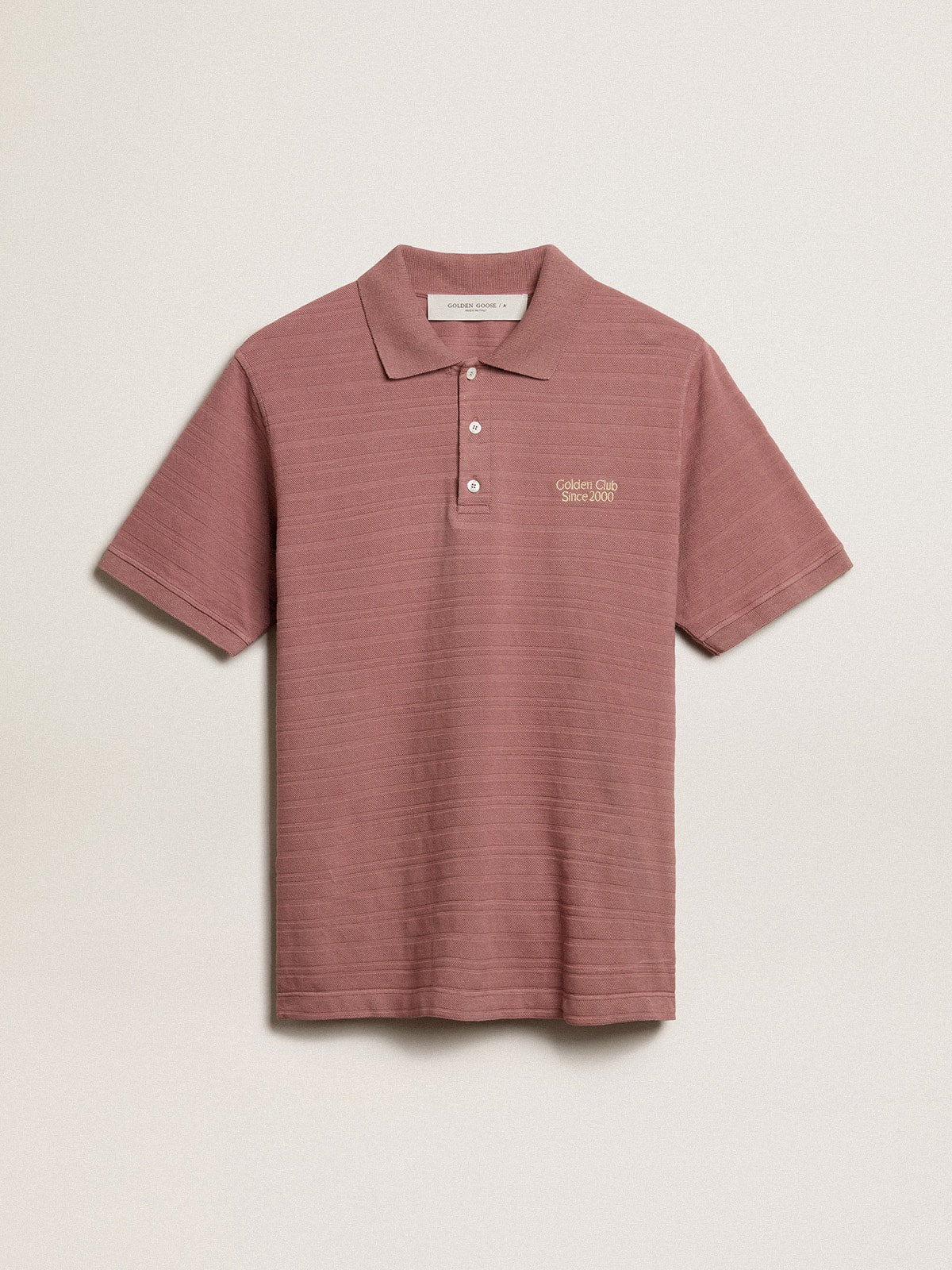 Taupe pink-colored cotton piquet polo shirt| Golden Goose