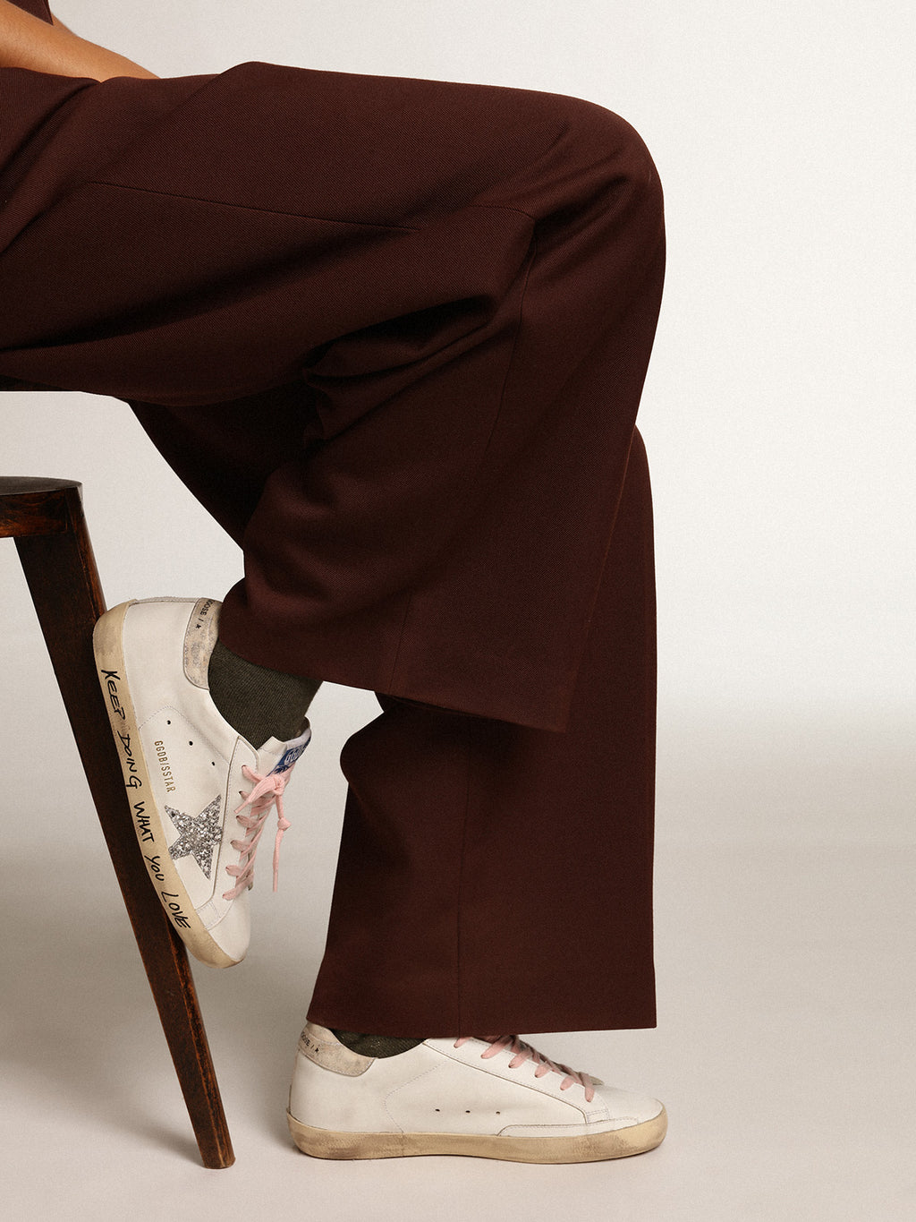 Women's Super-Star with silver glitter star and leopard print heel tab| Golden Goose