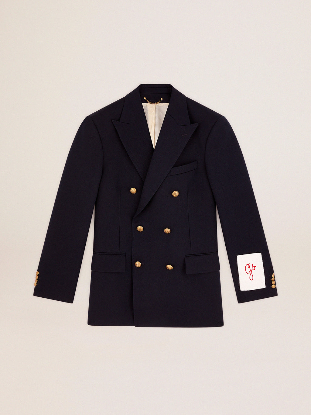 Men's double-breasted blazer in dark blue| Golden Goose