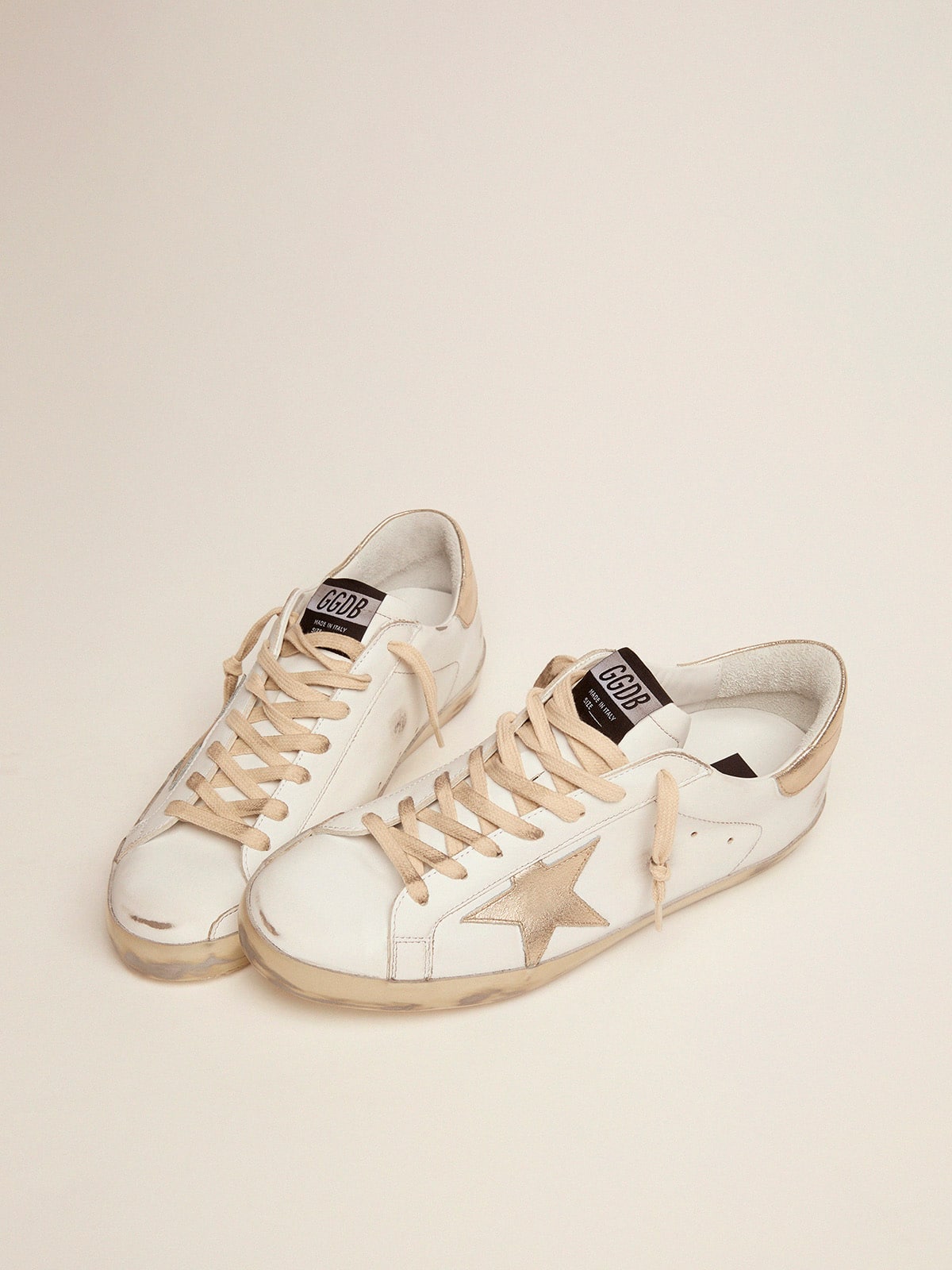 Men's Super-Star with gold sparkle foxing and lettering| Golden Goose