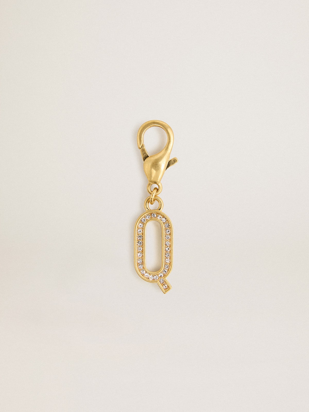 Letter Q charm in gold-colored brass with crystals| Golden Goose