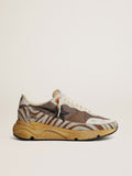 Men's Running Sole LAB in brown fabric and pony skin| Golden Goose