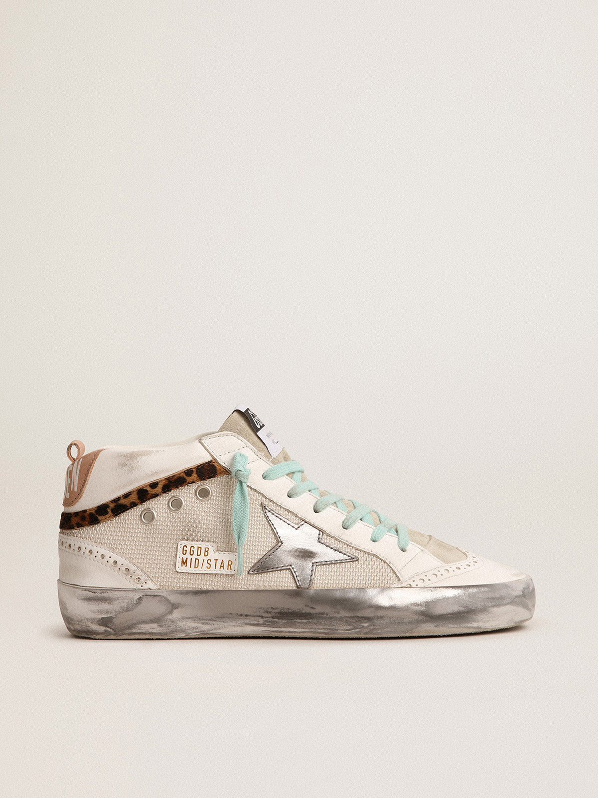 Women's Mid Star with silver star and flash in leopard print pony skin| Golden Goose