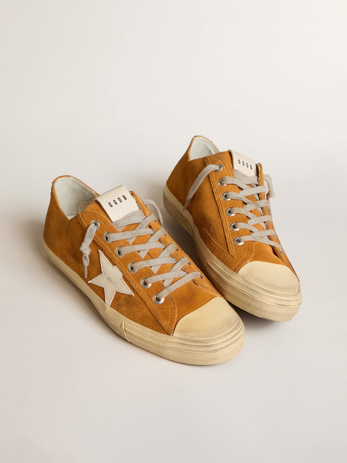 Men's V-Star LTD in camel suede with a milk-white leather star| Golden Goose