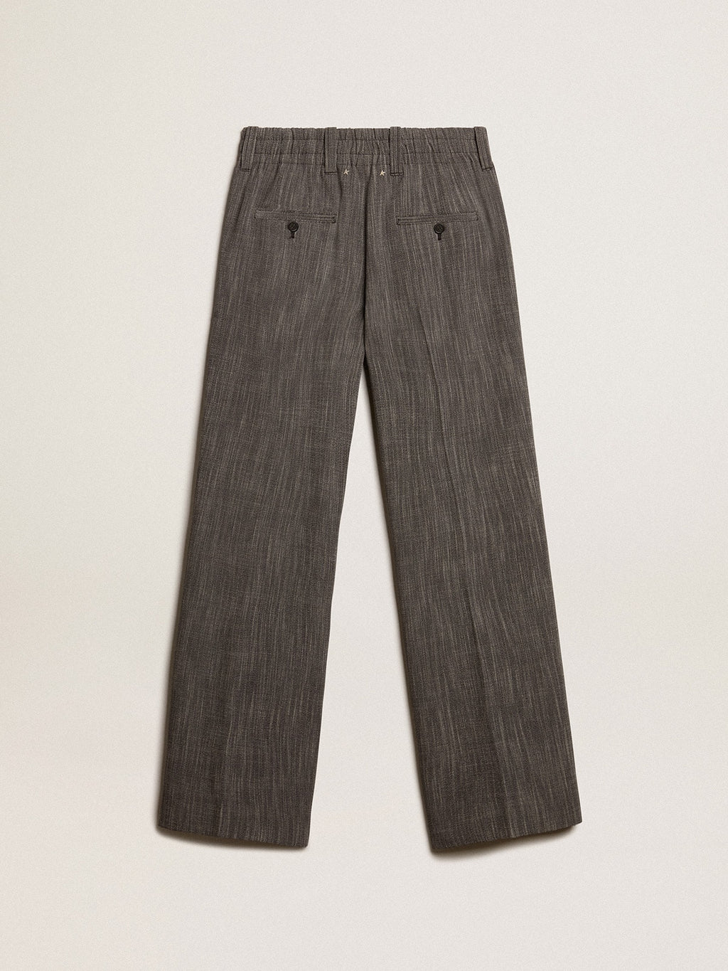 Women's high-waisted pants in gray melange wool blend| Golden Goose