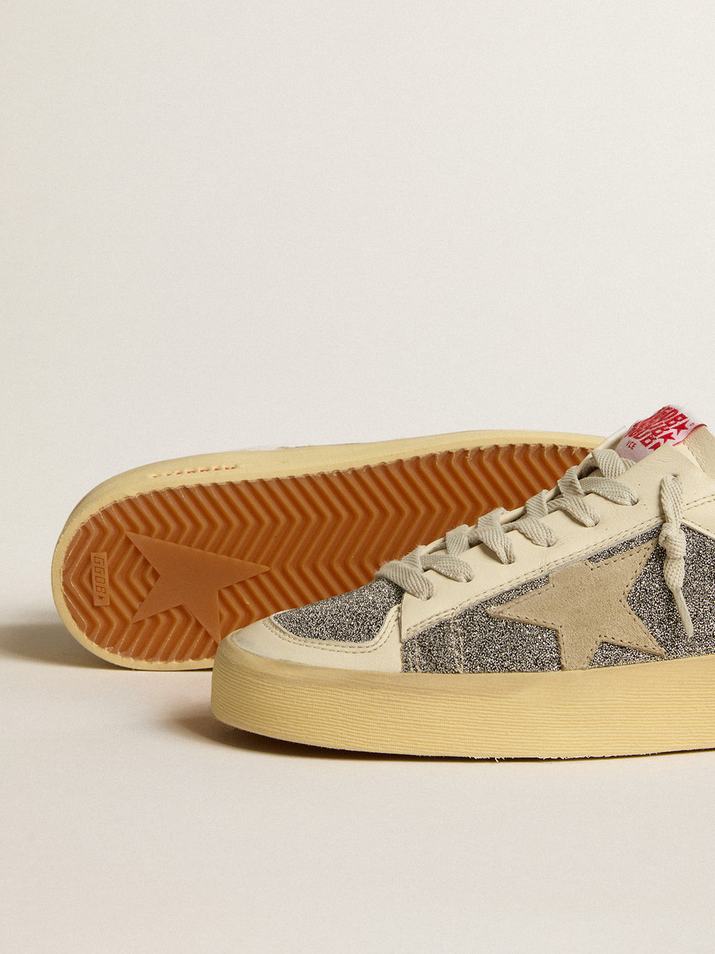 Women's Stardan in suede with sand star and silver crystal inserts| Golden Goose