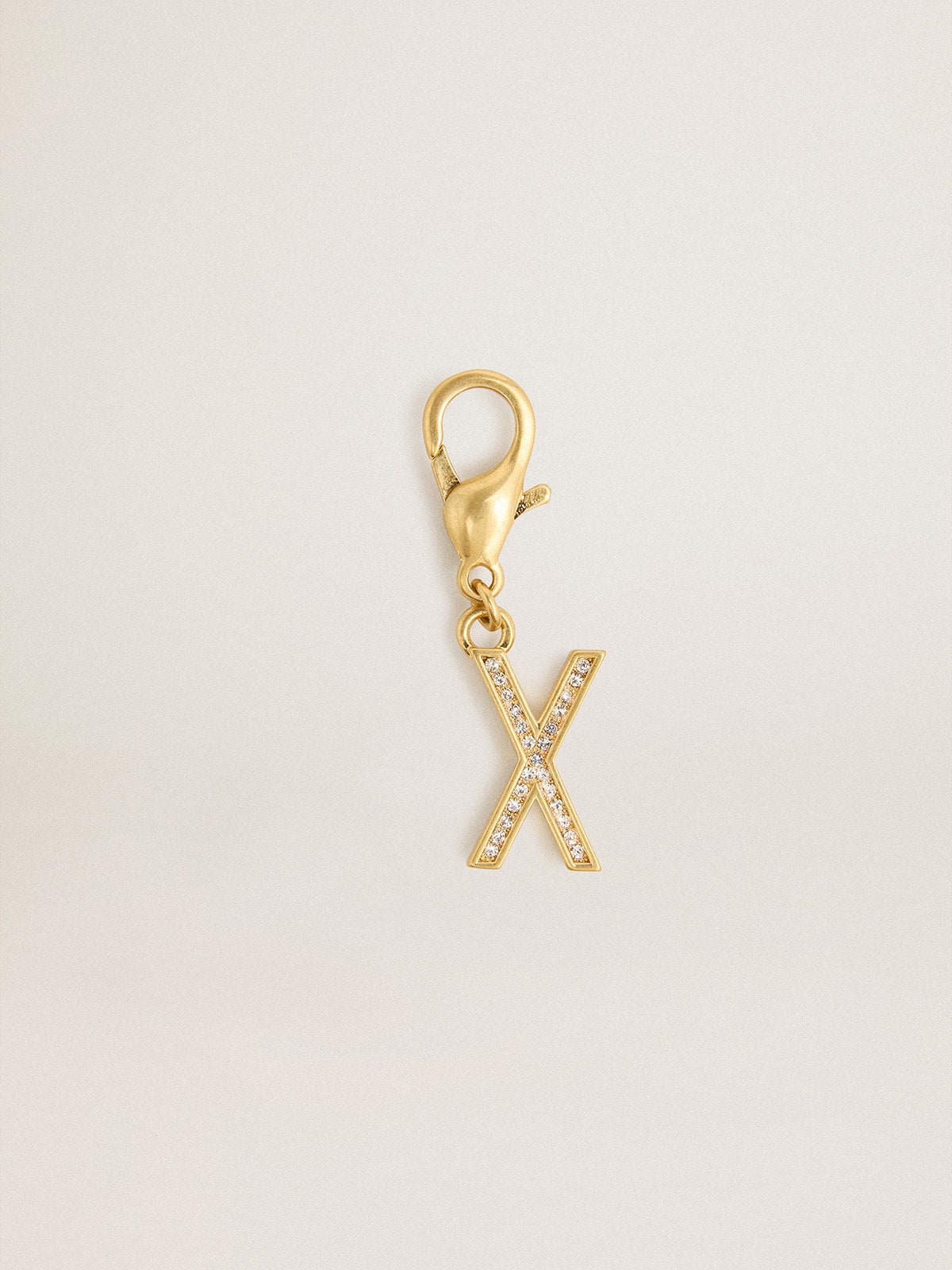 Letter X charm in gold-colored brass with crystals| Golden Goose