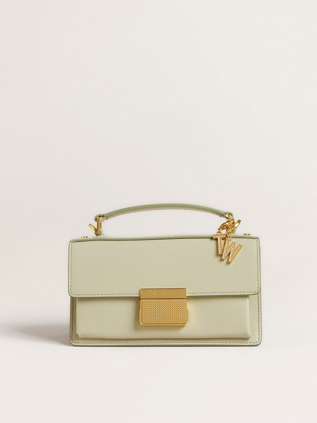 Letter T charm in gold-colored brass with crystals| Golden Goose