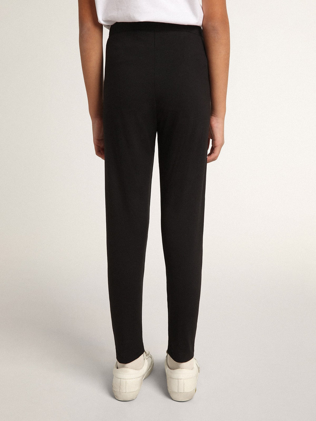 Girls' black leggings with white stars on the sides| Golden Goose