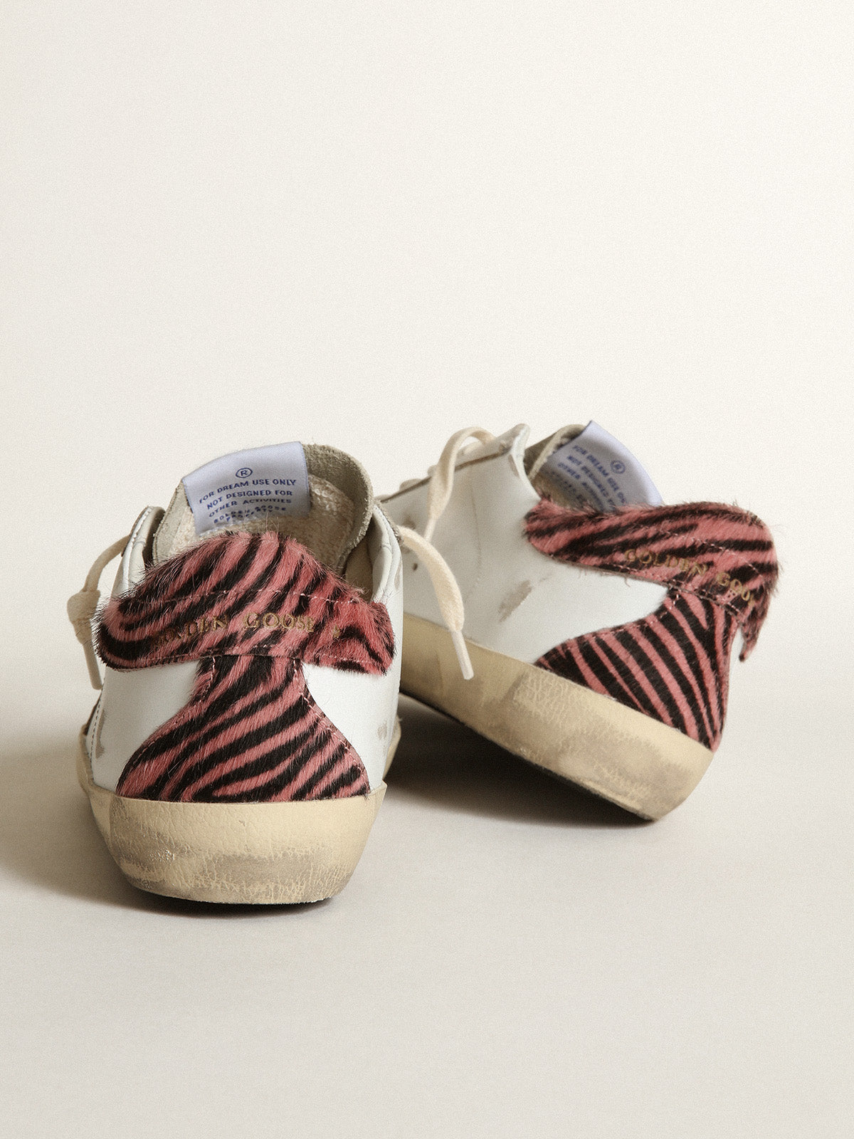 Super-Star with gold leather star and zebra pony skin heel tab| Golden Goose
