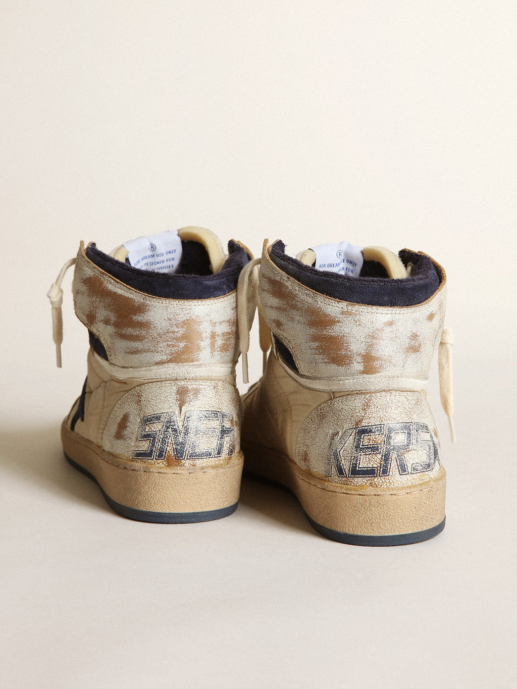 Women's Sky-Star in cream-colored nylon and white leather| Golden Goose